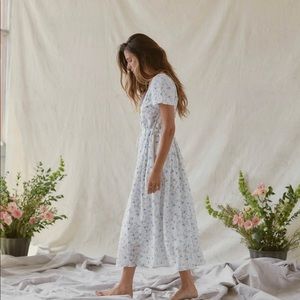 White & Blue Floral Lined Dawn Dress Christy Dawn